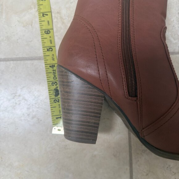 Dream Pairs Western Block Heel Zipper Closure Ankle Bootie, Sz 9, Brown - Picture 12 of 12